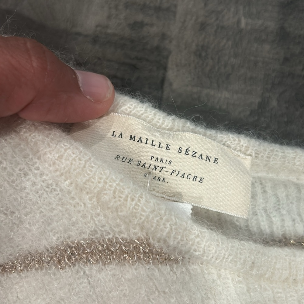 Sèzane Gaspard Mohair Wool Cardigan ecru/gold size M - Picture 6 of 9